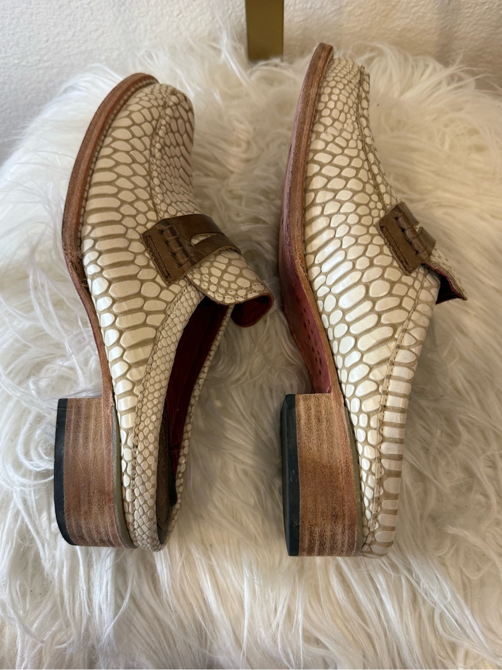 Freebird by Steven Python Snakeskin Leather Backless Loafer Mules Size 10 - Picture 7 of 8